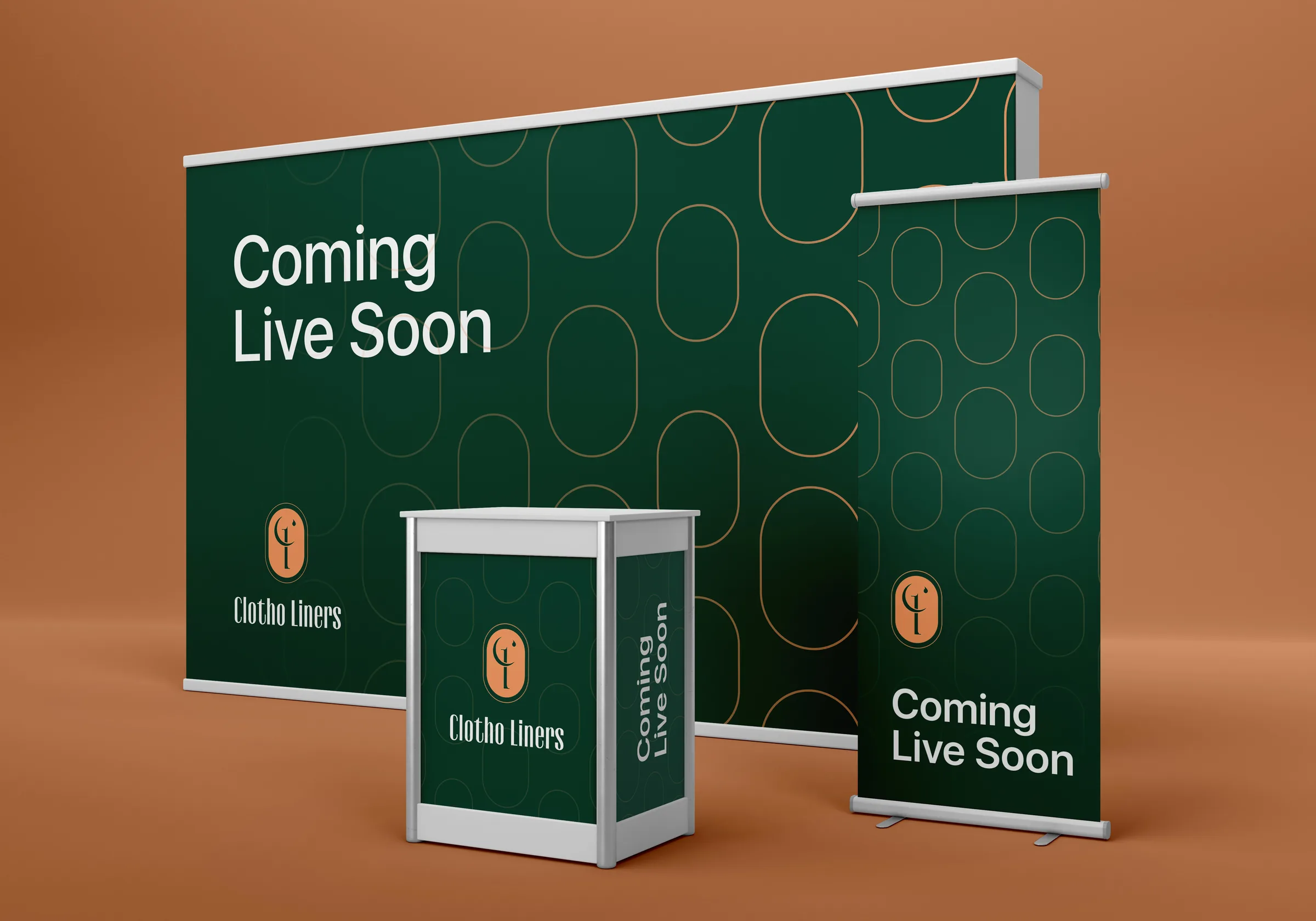Clotho Liners Coming Live Soon display stands