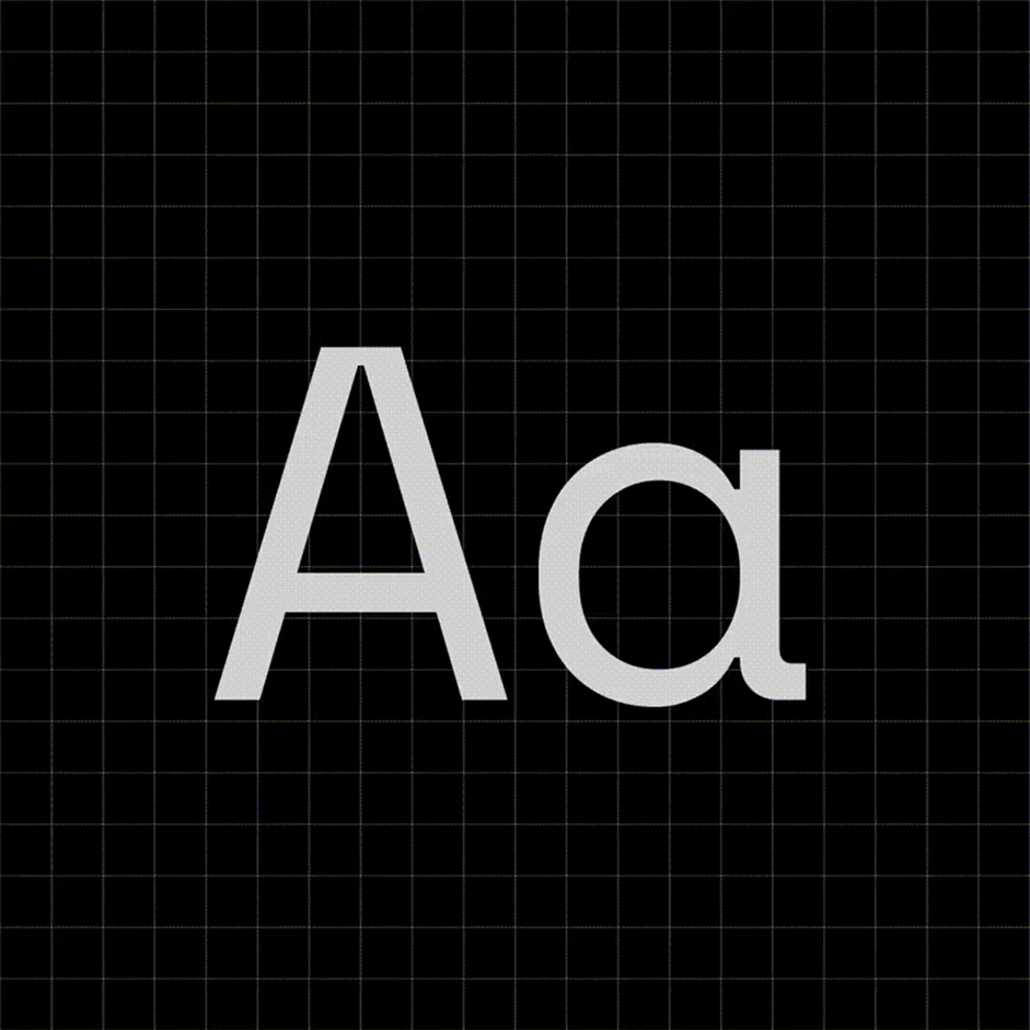 Fluur type specimen on a grid