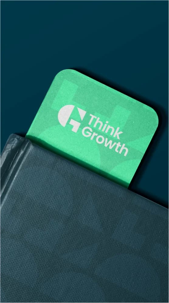 ThinkGrowth card in a patterned case