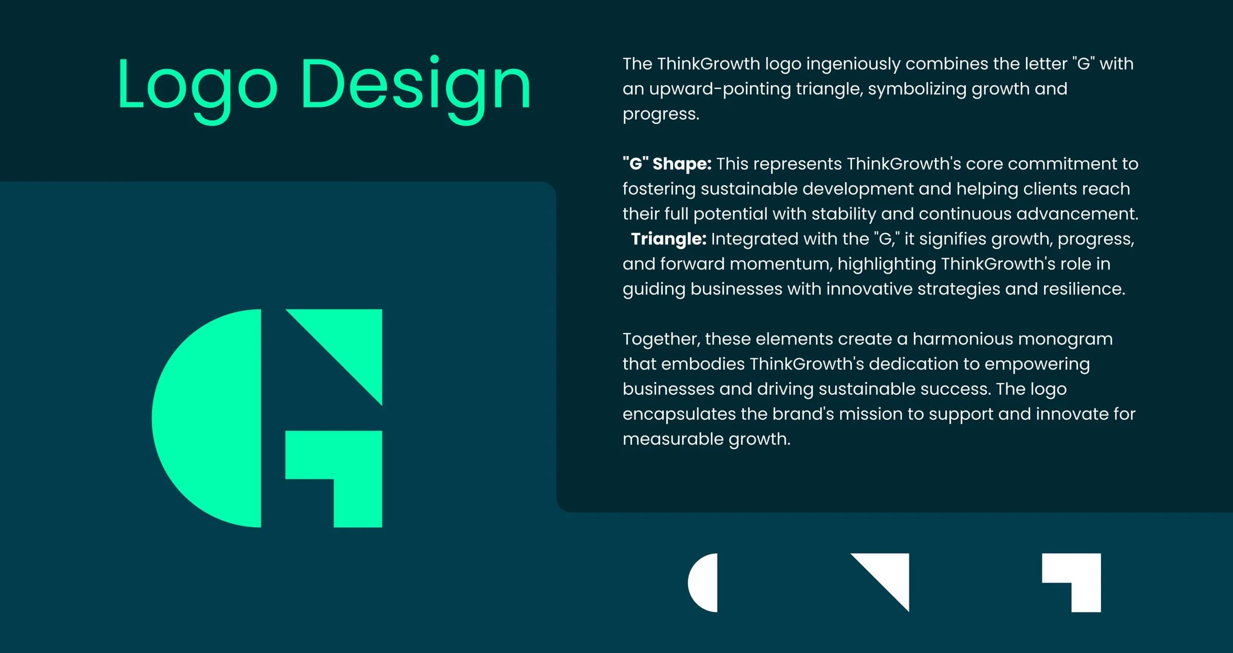 ThinkGrowth logo design: the G and the upward triangle