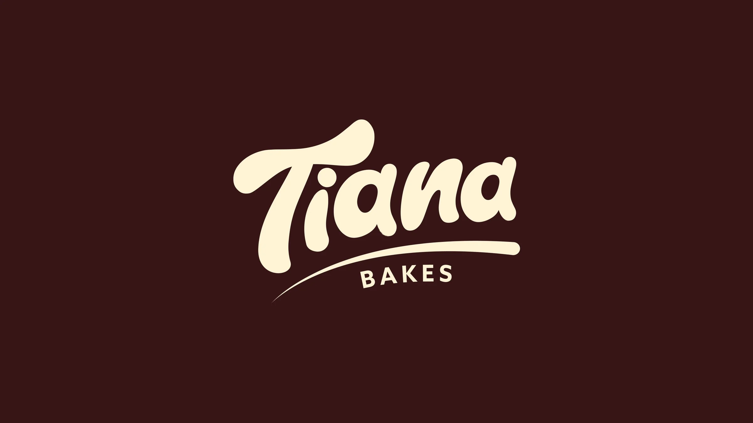The Tiana Bakes logo in cream on brown